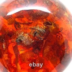 Spectacular Baltic amber ball with honey bees, ø ±93 mm ±530 grams