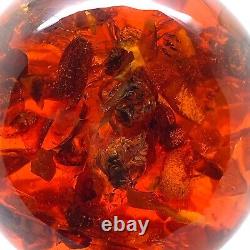 Spectacular Baltic amber ball with honey bees, ø ±93 mm ±530 grams