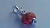 Sterling Silver 2 Stone Pendant With Natural Baltic Amber Cubic Zirconia