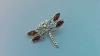 Sterling Silver Vein Dragonfly Pendant With Cognac Amber