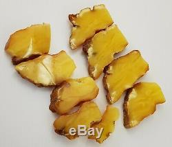 Stone 9-Pieces Cut From One Stone Amber Natural Baltic 279,8g Vintage Old A-251