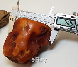 Stone Natural Amber Baltic Raw Vintage Rare 124,4g Old Butterscotch White S-138