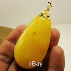 Stone Natural Baltic Amber 21,5g Egg Yolk White Huge Big Rare Vintage B-029
