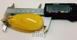 Stone Natural Baltic Amber 21,5g Egg Yolk White Huge Big Rare Vintage B-029