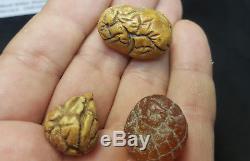 Stone Natural Baltic Amber 3-Pieces Raw 10,7g Vintage Old White Exlusive Z-050