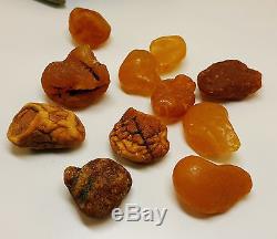 Stone Natural Baltic Amber Many Raw Stones 27,3g 11-Pieces Brain Rare Sea A-099
