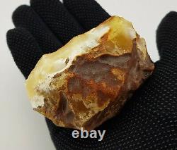 Stone Raw Amber Natural Baltic Bead 156,1g White Vintage Rare Old Sea R-501