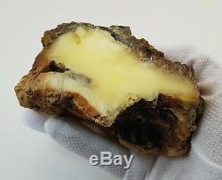 Stone Raw Natural Amber Baltic 290,1g Special Rare Sea Vintage Old White Stone