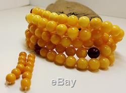 Tibetan Rosary Natural Baltic Amber Stone 57,5g Bead Butterscotch Vintage A-250