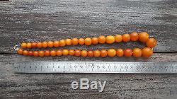 Unique! Alpha plus natural egb yolk Baltic amber antique beads necklace
