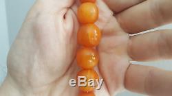 Unique! Alpha plus natural egb yolk Baltic amber antique beads necklace