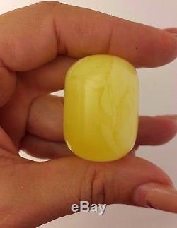 Unique Natural Baltic Amber Barrel Pendant Egg Yolk/YellowithMarble/White 19,14g