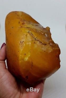 Unique Natural Baltic Amber Stone Egg Yolk Butterscotch Marble Raw Material 511g