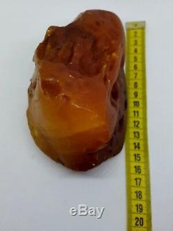 Unique Natural Baltic Amber Stone Egg Yolk Butterscotch Marble Raw Material 511g
