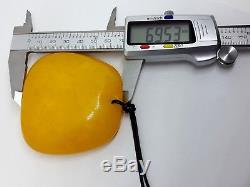 Unique Natural Baltic Sea Amber Marble/Egg Yolk Big Pendant 85.62gr
