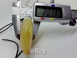 Unique Natural Baltic Sea Amber Yellow Marble with leather Big Pendant 71.17 g
