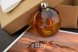 Unique Original Natural Millstone Baltic Amber Pendant Round Shape Cognac Color