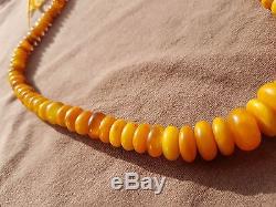 VERY VERY OLD ANTIQUE NATURAL BUTTERSCOTCH EGG YOLK BALTIC AMBER NECKLACE 38 gr