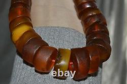 VINTAGE Antique NATURAL HUGE! BIG BALTIC AMBER! COGNAC HONEY Bead necklace EGG