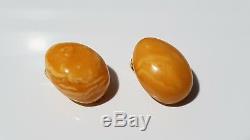 VINTAGE NATURAL POLISHED BALTIC BUTTERSCOTCH AMBER earrings clips 6.3 GRAMS