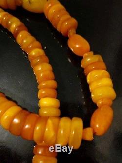 VTG antique natural amber stone necklace toffee egg yolk Baltic amber