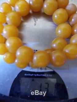 VTG natural Baltic amber stone necklace toffee honey pressed 131g