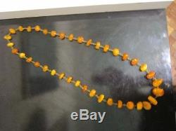 VTG natural amber stone necklace toffee yolk Baltic amber 64g