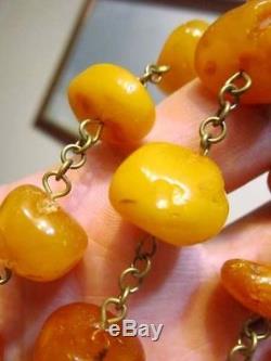 VTG natural amber stone necklace toffee yolk Baltic amber 64g