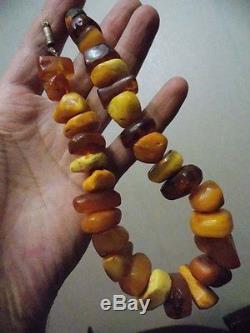 VTG natural amber stone necklace toffee yolk Baltic amber 91g