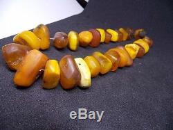 VTG natural amber stone necklace toffee yolk Baltic amber 91g