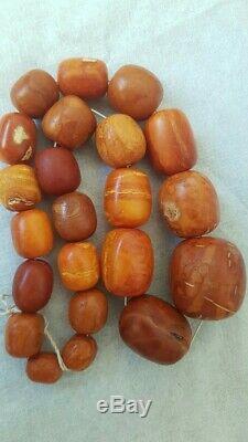 Very Old Antique Natural Baltic Amber Beads Necklace