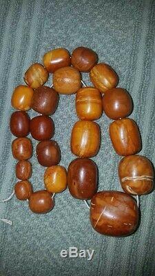 Very Old Antique Natural Baltic Amber Beads Necklace