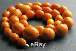 Vintage 100% Natural Baltic Amber Beads Necklace. ANTIQUE German Pressed. 63.85g