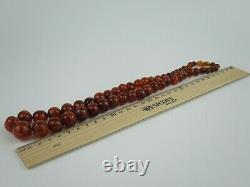 Vintage 1920s Natural Baltic Amber large round bead necklace 58.1g 24 inches