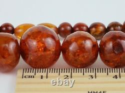 Vintage 1920s Natural Baltic Amber large round bead necklace 58.1g 24 inches