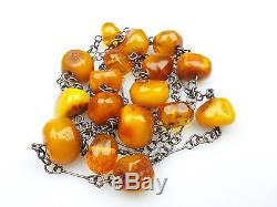 Vintage 32.37 gr. Natural Butterscotch Egg Yolk BALTIC AMBER Beads Necklace