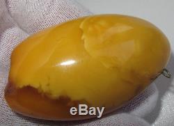 Vintage 34.11 Gm Polished Natural Genuine Baltic Amber Stone Pendant