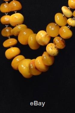 Vintage 50.5 gr. Natural Butterscotch Egg Yolk Baltic Amber Beads Necklace