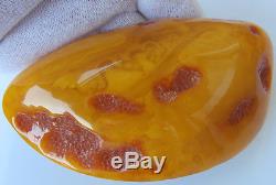 Vintage 91.27 Gm Polished Natural Genuine Baltic Amber Stone Pin Brooch NR