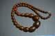 Vintage Amber Baltic Stone Oval Beads Necklace Old Cognac Color