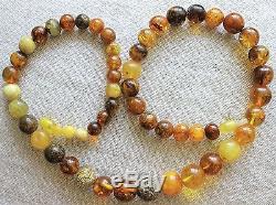 Vintage Antique Mix Color Round Beads Natural BALTIC AMBER NEW NECKLACE 45 gr