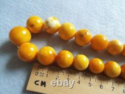 Vintage Antique Natural Baltic Amber Round Beads Necklace 68gr