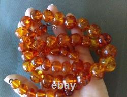 Vintage Antique Natural Honey Amber Beaded Necklace 100 grams 31Long