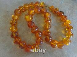 Vintage Antique Natural Honey Amber Beaded Necklace 88 grams 22.5Long