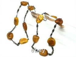 Vintage Antique Old BALTIC AMBER NECKLACE Egg Yolk Butterscotch Beads 49g 4S