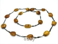 Vintage Antique Old BALTIC AMBER NECKLACE Egg Yolk Butterscotch Beads 49g 4S