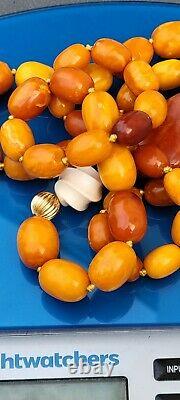 Vintage Antique butterscotch egg yolk Baltic Amber bead necklace 115 grams
