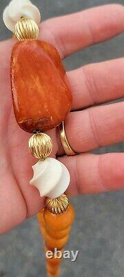 Vintage Antique butterscotch egg yolk Baltic Amber bead necklace 115 grams