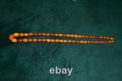 Vintage Antique old natural Baltic Amber necklace butterscotch 39,4 gr, 68 cm