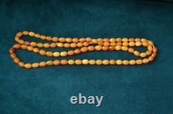 Vintage Antique old natural Baltic Amber necklace butterscotch 69 gr, 126 cm